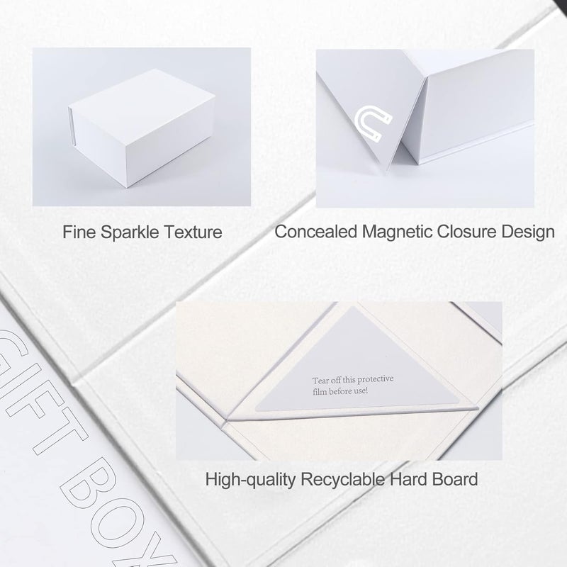 Ditwis 8x8x4 Inches Gift Box with Magnetic Closure Lid, White Magnetic Box for Wedding, Groomsmen Bridesmaid Proposal, Birthdays, Mother's Day, 1 Pack - Image 4